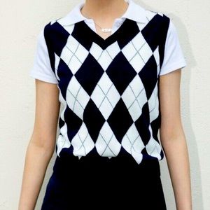Brandy Melville green and blue argyle sweater vest